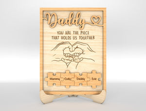 Personalized Fathers Day Puzzle Wood Sign, Family hands sign, Gift for Dad, Fathers Day Gifts, Gift For Grandpa