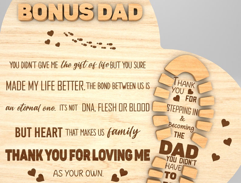 Personalized Stepped Up Dad Heart Sign, Bonus Dad Wood Sign, Gift for Dad, Fathers Day Gifts