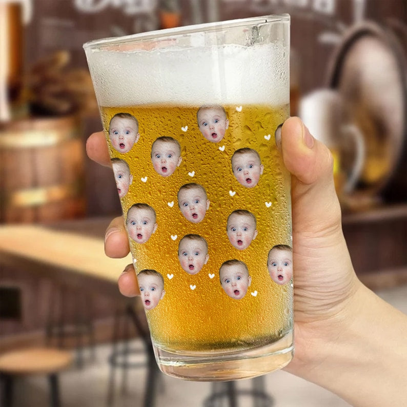 Personalized Photo Beer Glass - To Dad From The Reasons You Drink, Fathers Day Gift from Daughter, Gift from Bride, Wedding Gift Dad