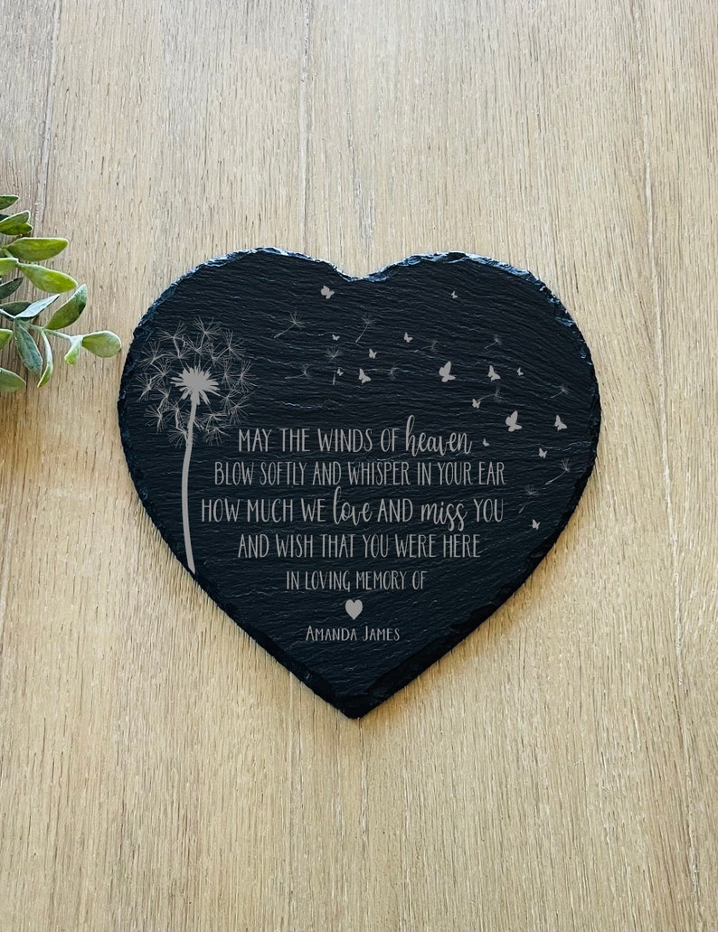 May the Winds of Heaven Blow Softly, Sympathy Gift, Slate Grave Marker, Keepsake, Remembrance, Bereavement Gift, Loss of a Loved One