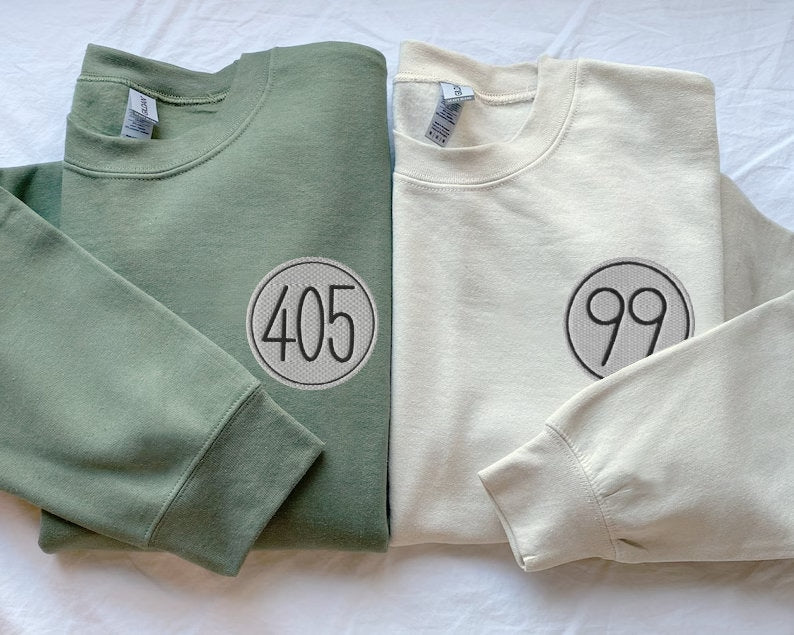 Custom Embroidered 405 & 99 Badge, Matching Sweatshirts, Matching Hoodie, Personalized Gift, Couples Gift, Anime, Gift for Her, Gift for Him