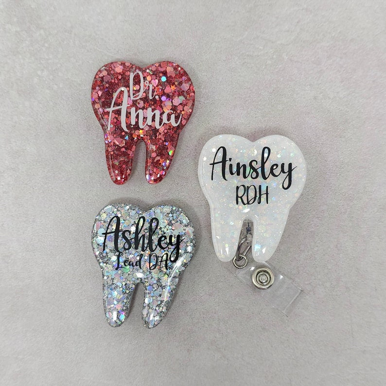 Customizable Tooth Retractable Badge Holder, Tooth Badge Reel, Tooth Badge Holder, Dental Badge Reel, Dental Badge Holder, Name Tag