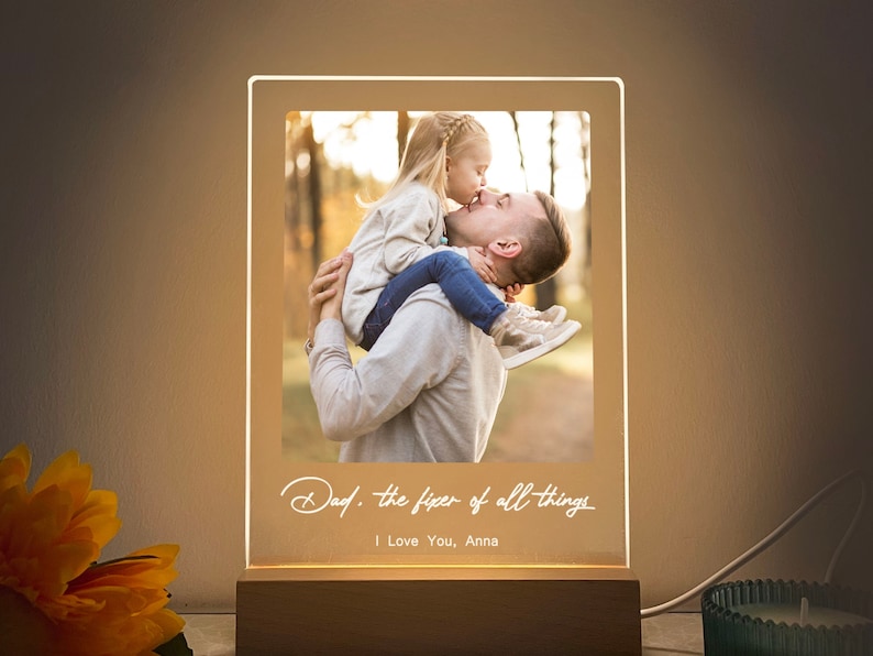 Custom Photo Light, First Fathers Day Gift From Kids, Gifts for dad, Personalized Picture Frame, Grandparent Gifts
