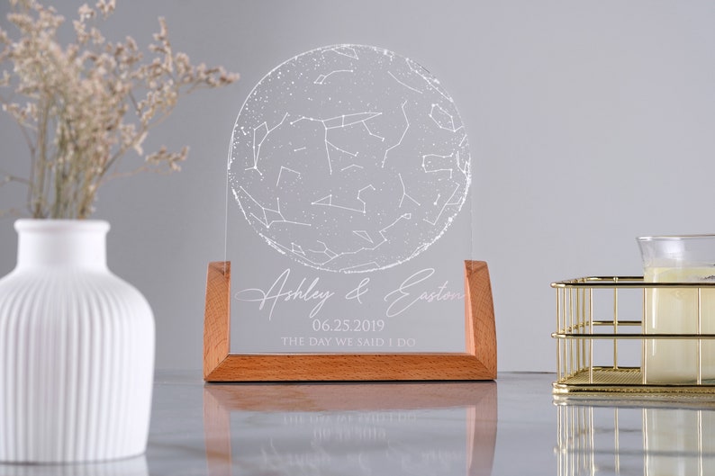 Custom Star Map by Date, Personalized Constellation Map, Star Map Night Light, Gifts for Couples, Engagement Gifts, Anniversary Gift for Her