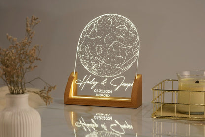 Custom Star Map by Date, Personalized Constellation Map, Star Map Night Light, Gifts for Couples, Engagement Gifts, Anniversary Gift for Her
