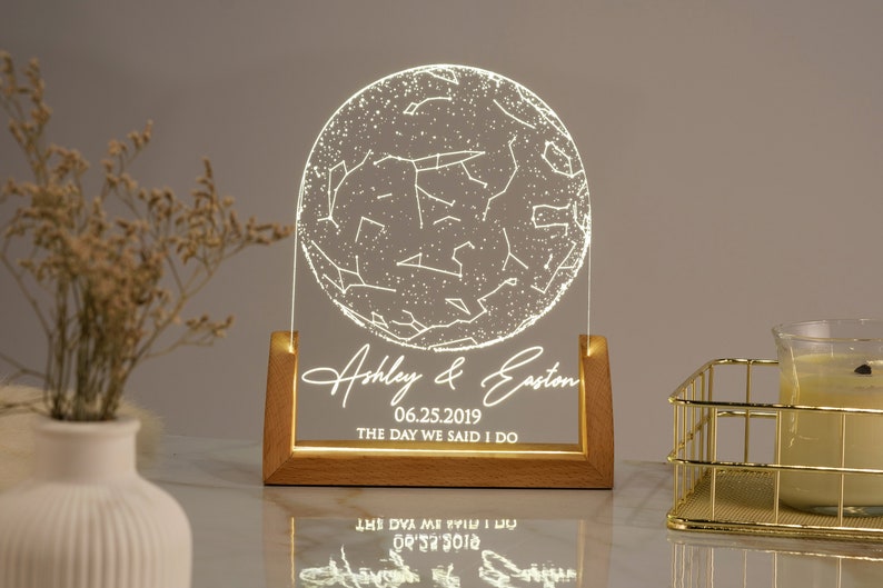 Custom Star Map by Date, Personalized Constellation Map, Star Map Night Light, Gifts for Couples, Engagement Gifts, Anniversary Gift for Her