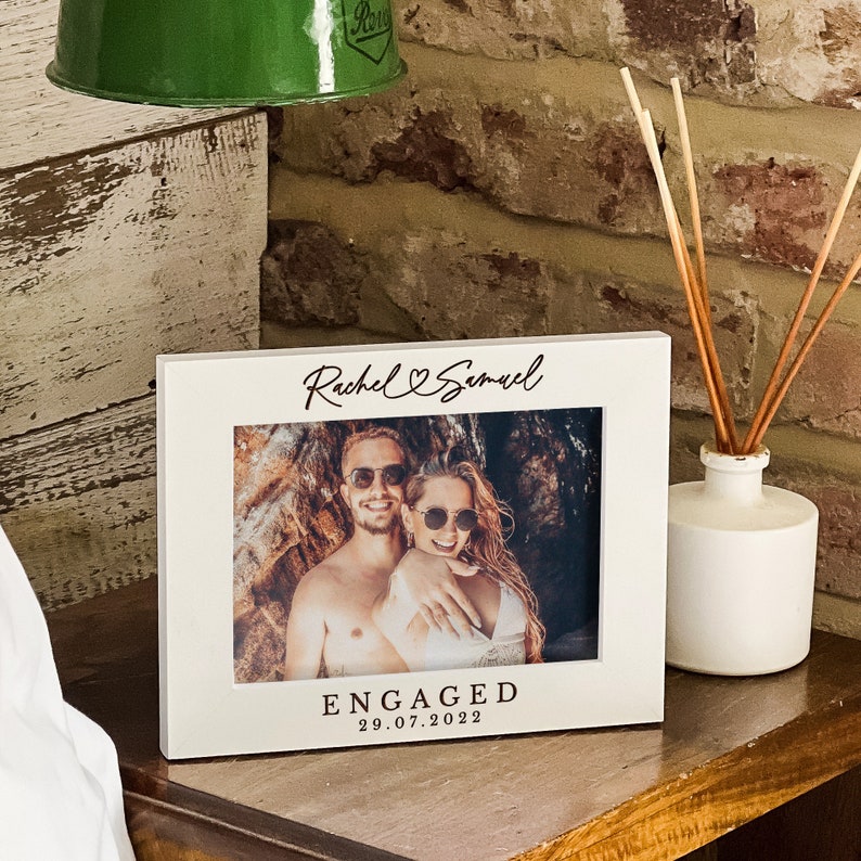 Personalised Engagement Gift | Gift For Newly Engaged Couple | Engraved Photo Frame, Engaged Couple Gift, Couple Christmas Gifts