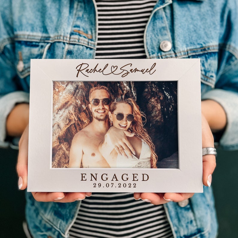 Personalised Engagement Gift | Gift For Newly Engaged Couple | Engraved Photo Frame, Engaged Couple Gift, Couple Christmas Gifts
