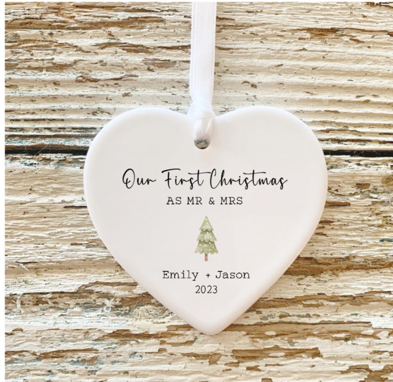 Married Ornament Wedding Gift Wedding Date ornament Calendar Anniversary Gift Our First Christmas Newlywed Gift Engagement Gift