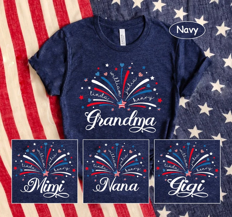 4th of July Grandma Shirt, Custom 4th Of July Nana Shirt With Grandchild Names, Patriotic 4th of July Grandma Shirt, Grandma Shirt