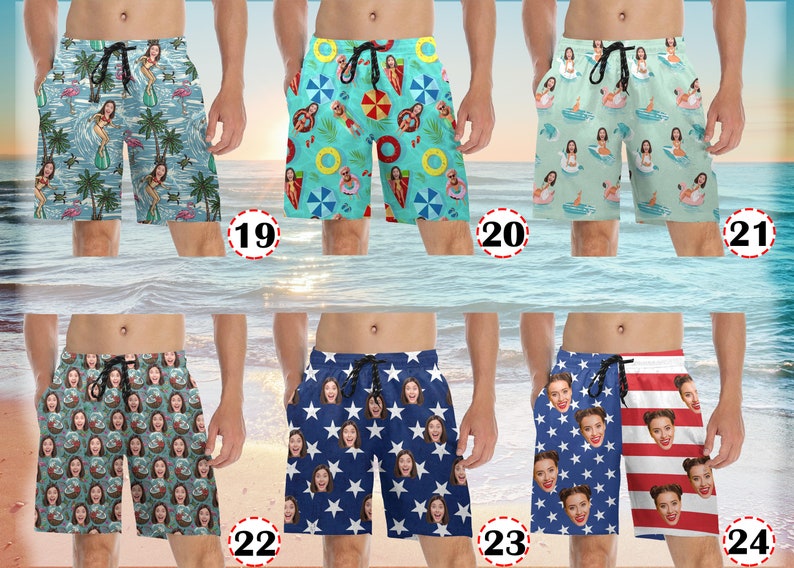 Custom Face Swim Trunk,Custom Summer Beach Short,Personalized Face Swim Short,Hawaiian Photo Trunks,Party/Vacation Gift For Him,Men Swimwear