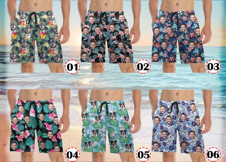 Custom Face Swim Trunk,Custom Summer Beach Short,Personalized Face Swim Short,Hawaiian Photo Trunks,Party/Vacation Gift For Him,Men Swimwear