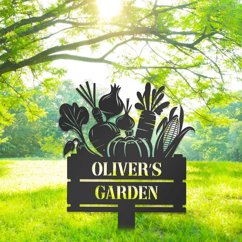 Personalized Garden Sign With Stakes, Custom Vegetable Garden Stake, Vegetables Sign, Gardeners Gift, Garden Decor, Gift for mom/ Grandma