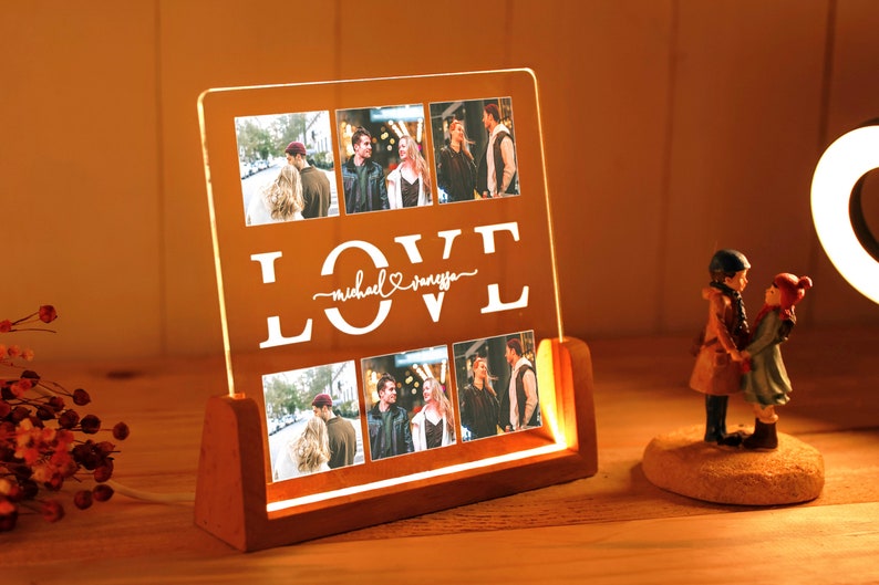 Custom Acrylic Lamp with Photo and Names - Custom Photo Night Light - Personalized Photo Gift - Photo Wedding Gift - Valentines Day Gift