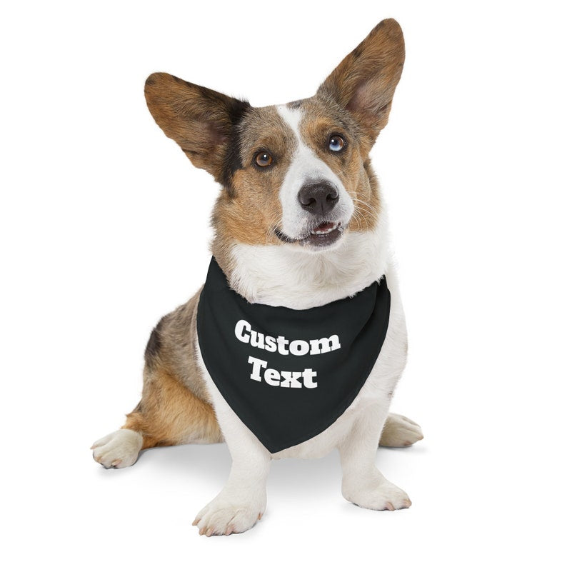 Custom text dog bandana over the collar, Personalized Text and Graphics dog or cat bandana, dog grooming, solid color dog bandana