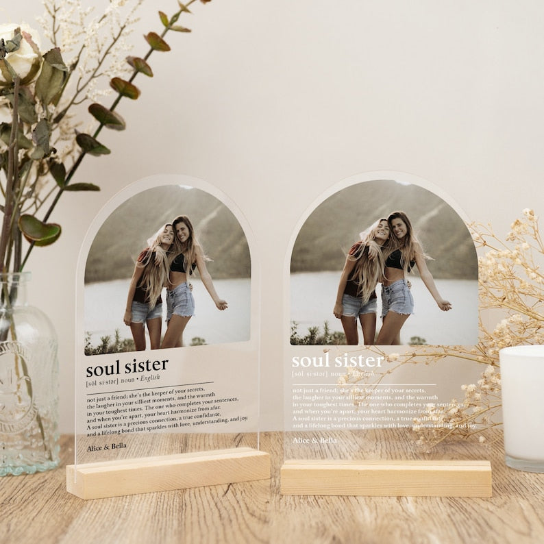 Personalized Soul Sister Definition Plaque,Custom Photo Gifts,Best Friends Gift,Birthday Gift for Her,Sister Picture Frame,Christmas Gifts