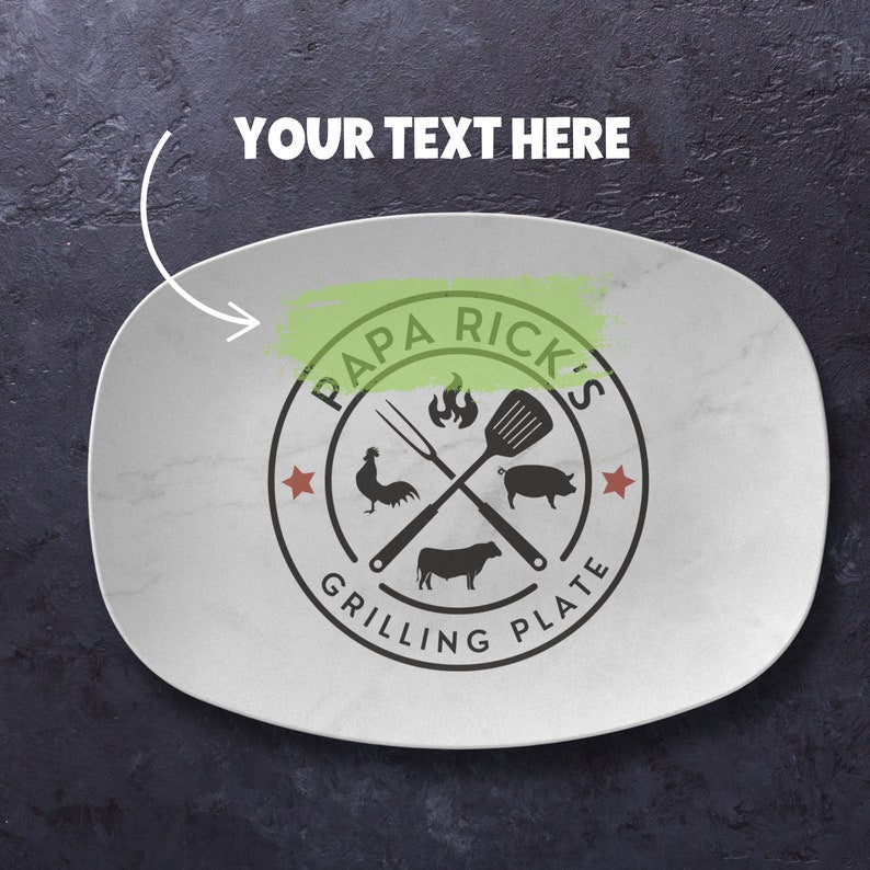 Customized Grilling Plate for Him, Father's Day BBQ Gifts, Personalized Serving Tray, Grilling Platter, Grandpa Gifts from Kids, Grill Gifts