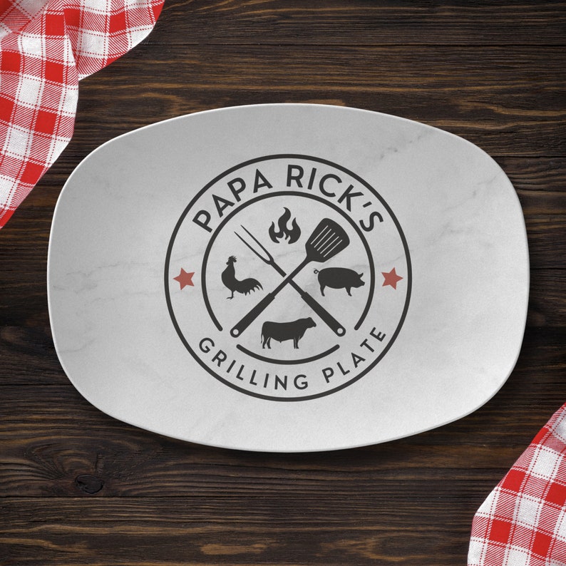 Customized Grilling Plate for Him, Father's Day BBQ Gifts, Personalized Serving Tray, Grilling Platter, Grandpa Gifts from Kids, Grill Gifts