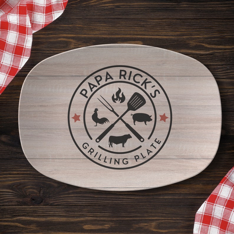 Customized Grilling Plate for Him, Father's Day BBQ Gifts, Personalized Serving Tray, Grilling Platter, Grandpa Gifts from Kids, Grill Gifts