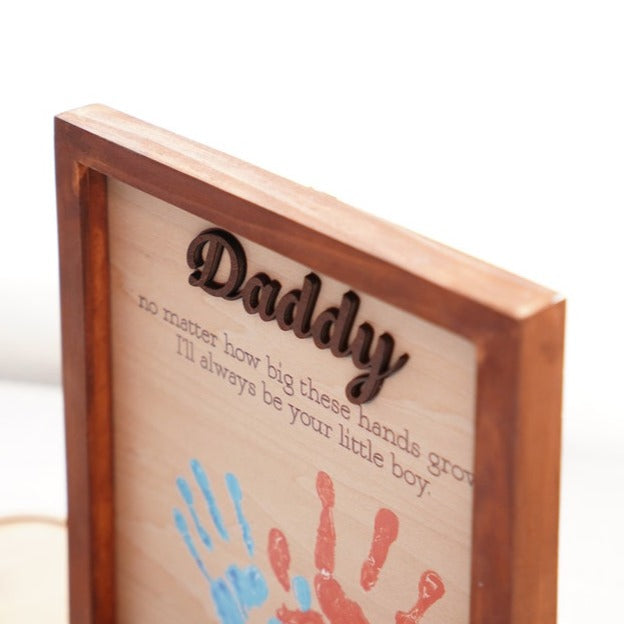 Personalized Fathers Day Handprint, Best Dad Ever Hands Down Frame, Kids Gift for Dad, Present for Papa, Father's Day Gift