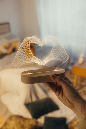 Personalized Heart Hands Night Light - Valentine's Day Gift for Couple - Custom Anniversary Gift for Him or Her - Heart Hands Lamp with Date