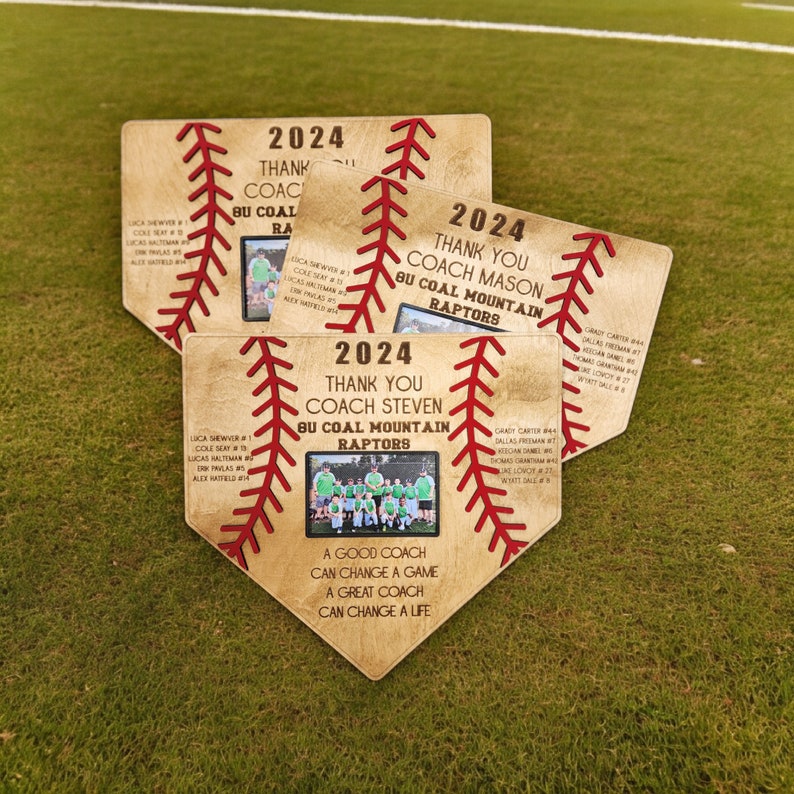 Customizable Baseball Plaque Frame, Thank You Coach 2023, Team picture frame, End of Season Coach Gift, Custom Senior gift or Coach Gift,
