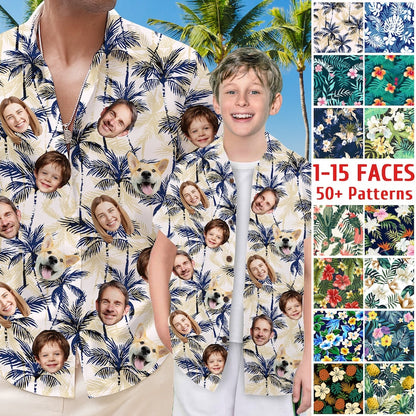 Personalized Picture Face Hawaiian Shirt, Custom Flower Pattern Hawaiian Shirt with Face, Personalized Hawaiian Button Shirt, Shirt for Dad Matching Couple , Family Father's Day Gift Summer Gift il_794xN.6039438443_e0mq.jpg?v=1716777346