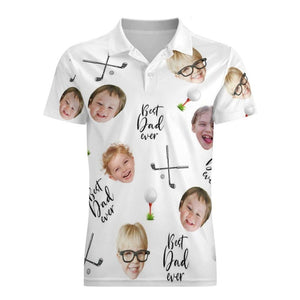 Custom Father's Day Golf Polo Shirt with Face, Custom Golf shirt, Personalized Short Sleeve Golf Shirt, Custom Polo Shirt for Dad Father Golfer