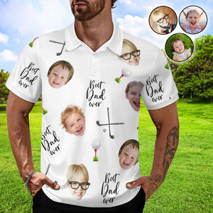 Custom Father's Day Golf Polo Shirt with Face, Custom Golf shirt, Personalized Short Sleeve Golf Shirt, Custom Polo Shirt for Dad Father Golfer