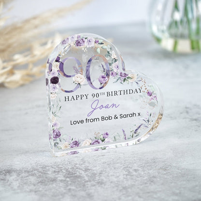 Personalised Happy 90th Birthday Gift Plaque, Birthday Gift For Nan Grandma Mum, 90th Birthday Gifts, Purple Floral 90th Gift, Gifts for Her il_794xN.6040141652_h324.jpg