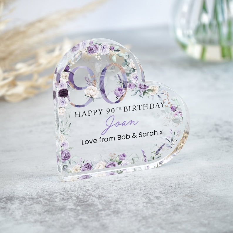 Personalised Happy 90th Birthday Gift Plaque, Birthday Gift For Nan Grandma Mum, 90th Birthday Gifts, Purple Floral 90th Gift, Gifts for Her il_794xN.6040141652_h324.jpg