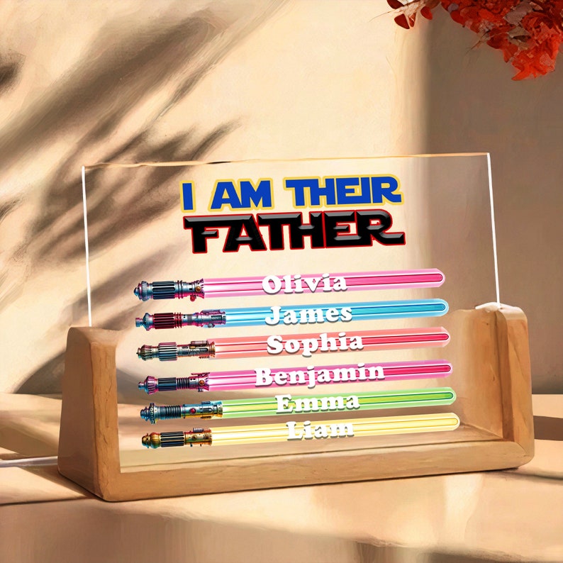 I Am Their Father, Personalized Father's Day Gifts for Dad from Kids, Customized Lamp Custom Lightsaber Sign Names, Best Dad Ever Gifts