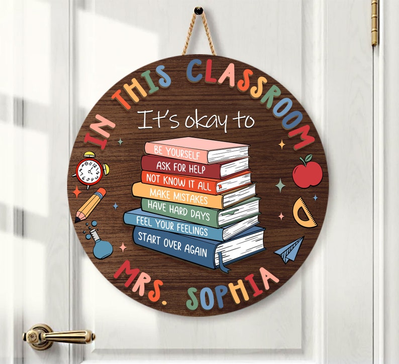 Personalized Teacher 3D Door Sign, In This Classroom You Are Wooden Sign for Desk, Teacher Door Hanger, Back To School Gift, Teacher Gifts