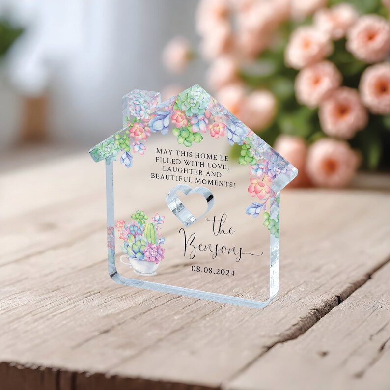 Housewarming Gift, New Home Gift,Personalized, New Home Acrylic Plaque, Floral Realtor Closing Gift, Our First Home Gift, Gift for Homeowner
