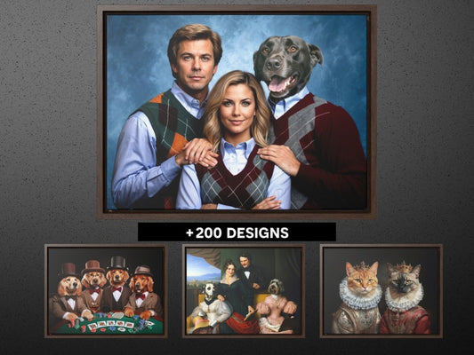 Pet Portrait, Family and pet custom portrait, funny custom portrait, Birthday Gift Ideas, human and pet portrait, birthday gift