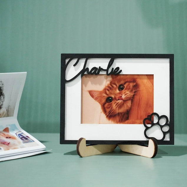 Custom Cat Name Picture Frame, Cat Frame, Gifts for Cat Lovers, Wood Dog Photo Frame, Dog Memorial Gift, Pet Name Photo Frame, New Cat Gift