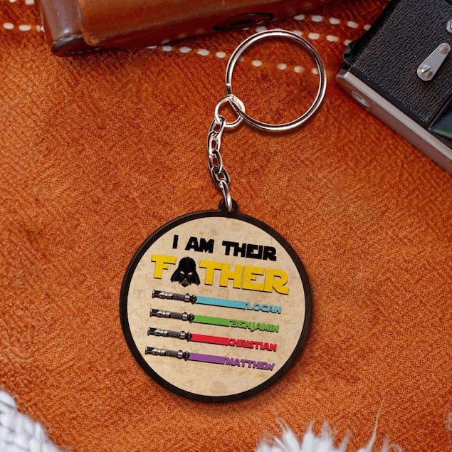 Personalized I Am Their Father Wooden Keychain, Custom Father's Day Keyring, Custom Dad Keychain, Dad Gift From Kids, Gift For Husband