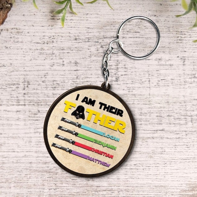 Personalized I Am Their Father Wooden Keychain, Custom Father's Day Keyring, Custom Dad Keychain, Dad Gift From Kids, Gift For Husband