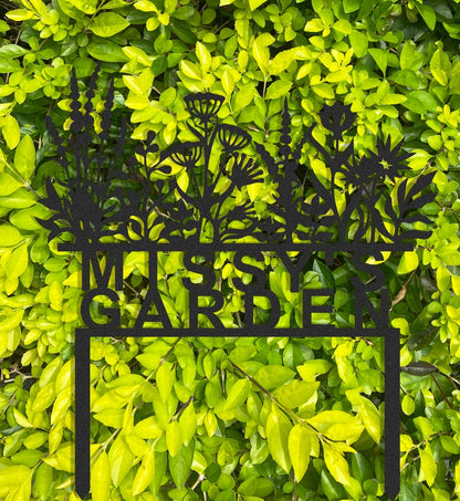 Custom Metal Garden Decor, Personalised Flowers with Stakes Garden Sign, Flower Design Garden Name Sign,Housewarming Gift, Gifts for Dad Him