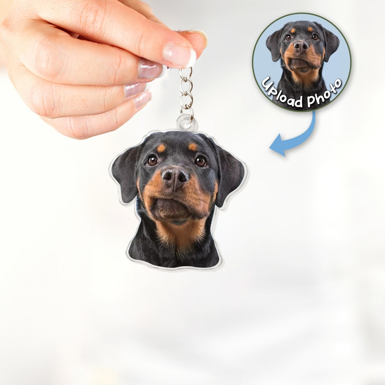 Custom Pet Photo Keychain, Acrylic Keychian, Dog Portrait Keychain, Cute Personalized Design Keychain, Kawaii Dog Keychain, Dog Lover Gift