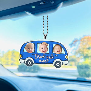 Hanging Car Baby Photo Face Custom Car Ornament, Car Accessories, Personalized Drive Safe Daddy Gift For Dad, Papa Gifts