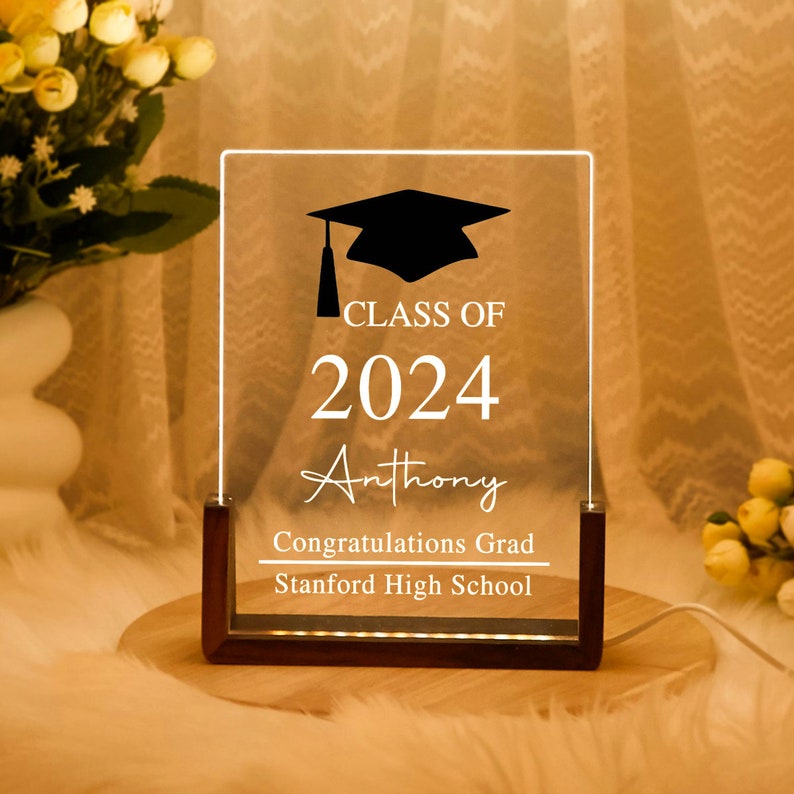 Graduation 2025 Custom Card, Personalized Night Light Graduates Plaque, Congratulations Grad, Gifts for Graduate, Highschool, College Gift