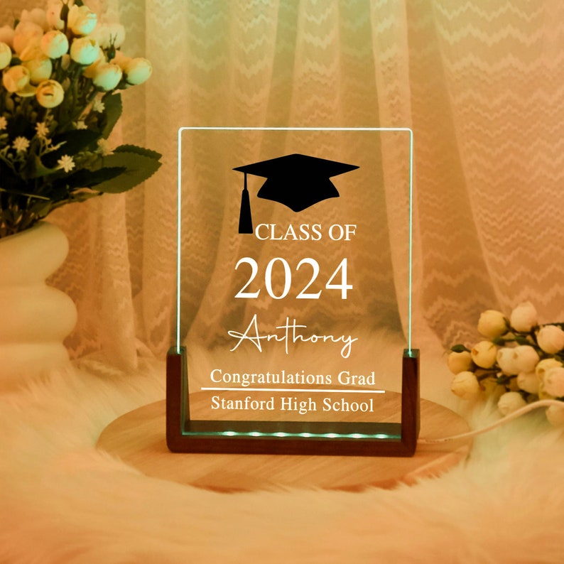 Graduation 2025 Custom Card, Personalized Night Light Graduates Plaque, Congratulations Grad, Gifts for Graduate, Highschool, College Gift