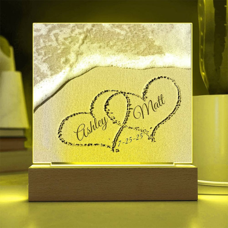 Personalized Names in Sand, Coastal Decor, Custom Beach Art, Beach Wedding Gift, Newlywed Gift, Romantic Gift for Her, Romantic Gift for Him