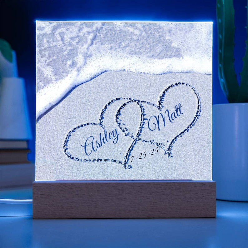Personalized Names in Sand, Coastal Decor, Custom Beach Art, Beach Wedding Gift, Newlywed Gift, Romantic Gift for Her, Romantic Gift for Him
