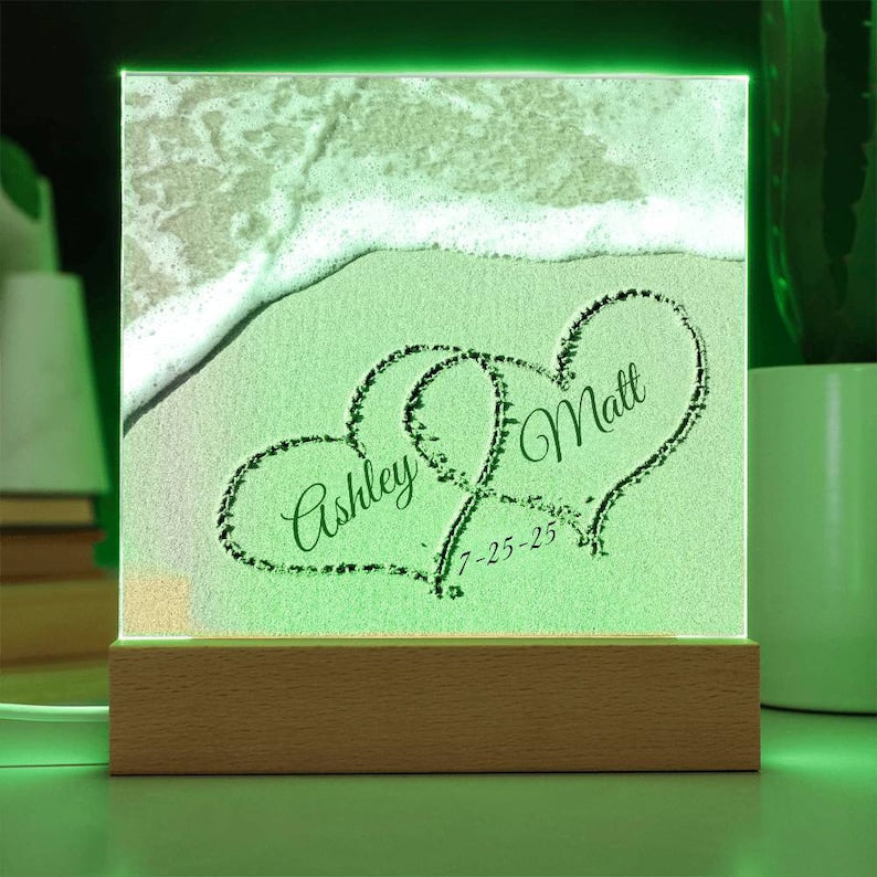 Personalized Names in Sand, Coastal Decor, Custom Beach Art, Beach Wedding Gift, Newlywed Gift, Romantic Gift for Her, Romantic Gift for Him