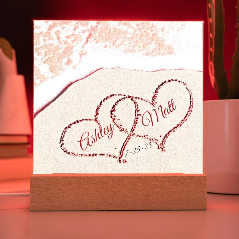 Personalized Names in Sand, Coastal Decor, Custom Beach Art, Beach Wedding Gift, Newlywed Gift, Romantic Gift for Her, Romantic Gift for Him