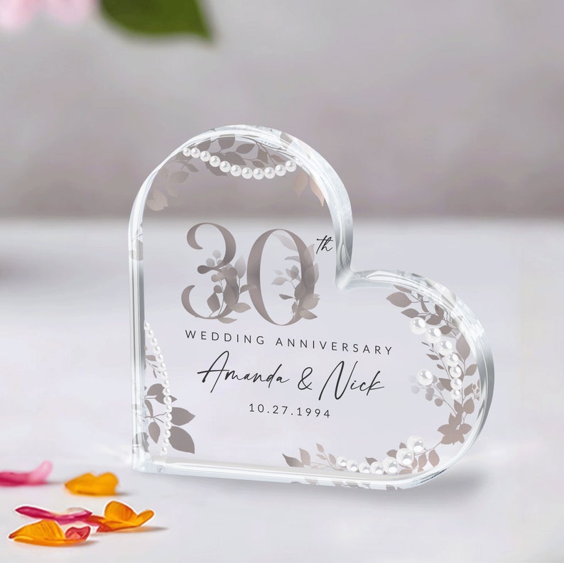 30th Anniversary Gift, Personalized Pearl 30th Anniversary Gift, Wedding Anniversary Acrylic Plaque, Pearl 30th Anniversary Keepsake Gifts