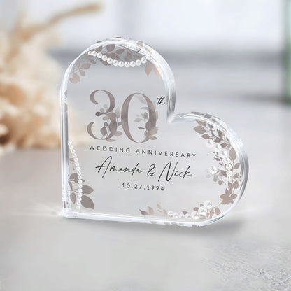 30th Anniversary Gift, Personalized Pearl 30th Anniversary Gift, Wedding Anniversary Acrylic Plaque, Pearl 30th Anniversary Keepsake Gifts