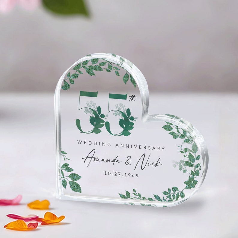 Emerald Anniversary Gift for Couple, Personalized Emerald Anniversary Gift, 55th Anniversary Gift, 55th Wedding Anniversary Keepsake Plaque